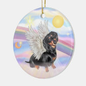 Wolken - Angel der Dackel (schwarz/braun) Keramik Ornament (Links)