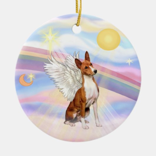 Wolken - Basenji Keramikornament (Vorne)