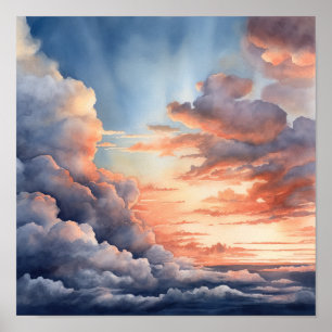 Wolken bei Morgendämmerung Gemälde Kunst Druck Pos Poster