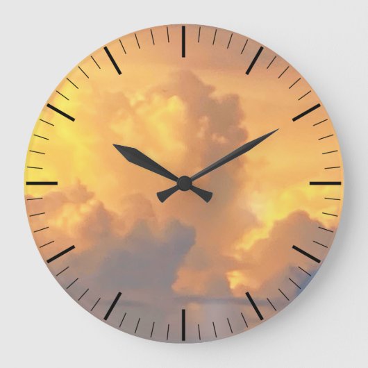 Wolken bei Sonnenuntergang Große Wanduhr (Vorderseite)