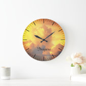 Wolken bei Sonnenuntergang Große Wanduhr (Zuhause)