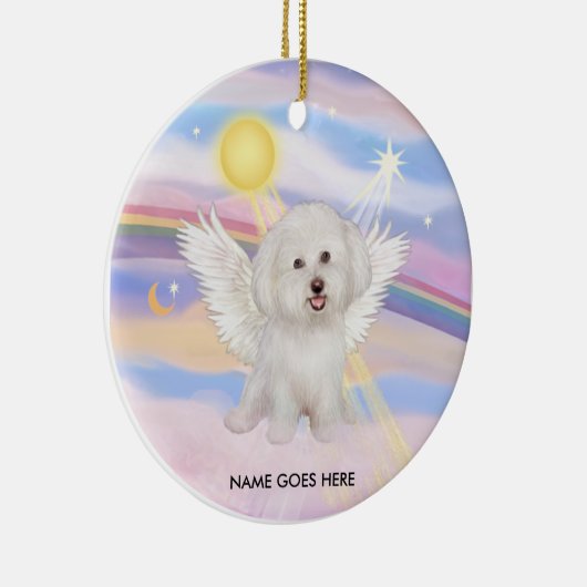 Wolken - Bichon Angel (#7), NAME GEHT HIER Keramik Ornament (Rechts)