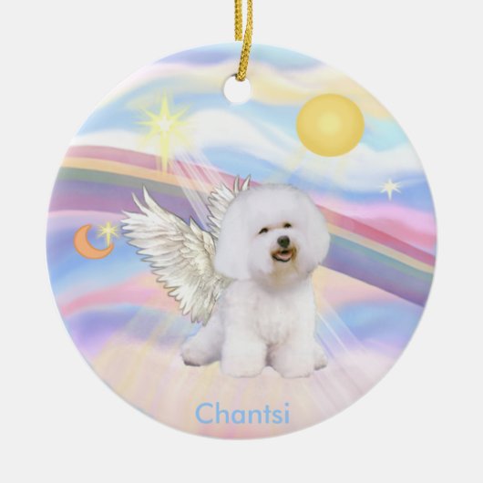 Wolken - Bichon Frise Angel - rund, Chantsi Keramikornament (Vorne)