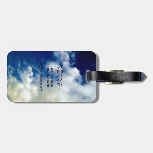 Wolken Blau berufliche einfache moderne Monogramm Gepäckanhänger (Rückseite horizontal)