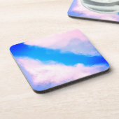 Wolken - Blau mit bunten Wolken Getränkeuntersetzer (Linke Seite)