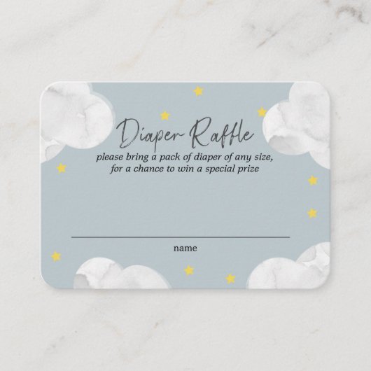 Wolken Blue Gray Baby Dusche Windeln Windeln Raffe Visitenkarte (Vorderseite)