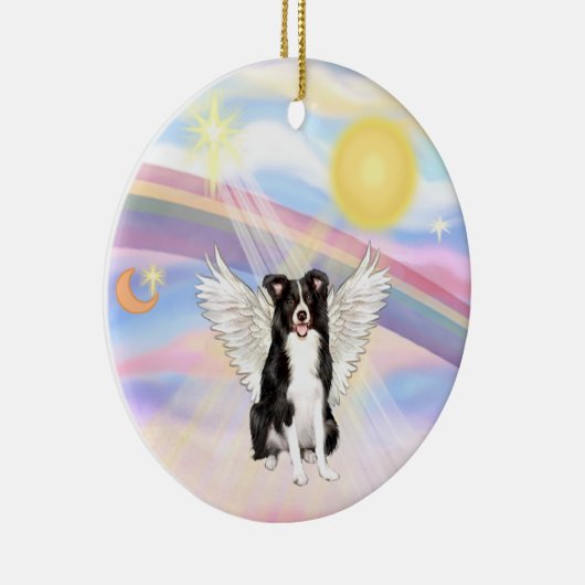 Wolken - Border Collie Keramik Ornament (Rechts)