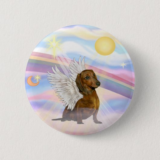 Wolken - Brauner/Roter Dackel Angel Button (Vorderseite)