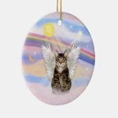 Wolken - Brauner Tabby Tiger Kat Angel Keramikornament (Rechts)
