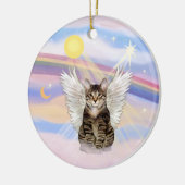 Wolken - Brauner Tabby Tiger Kat Angel Keramikornament (Links)
