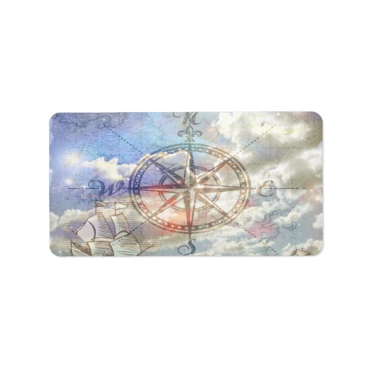 Wolken Compass Adressaufkleber (Vorne)