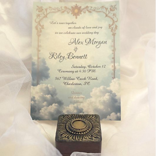 Wolken der Liebe Vintage Hochzeit Einladung