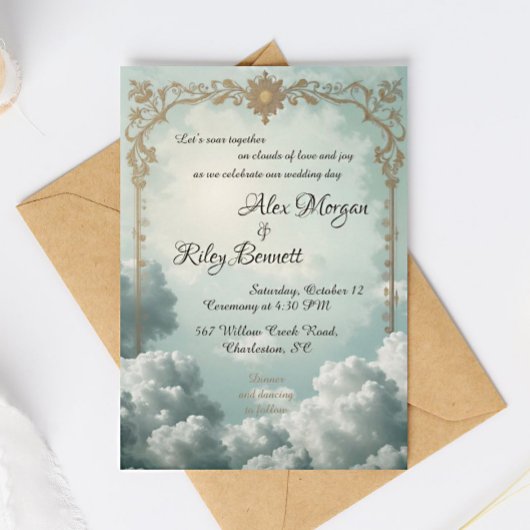 Wolken der Liebe Vintage Hochzeit Einladung