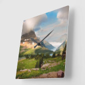 Wolken, die durch Berge wühlen Quadratische Wanduhr (Winkel)