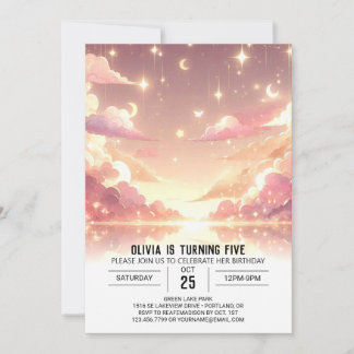 Wolken Elegant Celestial Digitaler Geburtstag Einladung