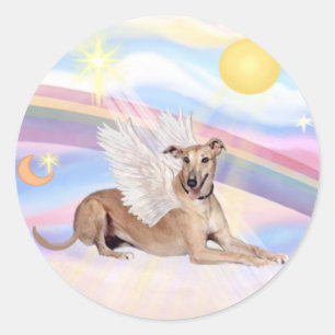 Wolken - Fawn Greyhound Angel (liegt unten) Runder Aufkleber