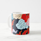 Wolken, Flammen: Schwarzes Vintages Muster. Kaffeetasse (Vorderseite Links)