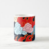 Wolken, Flammen: Schwarzes Vintages Muster. Kaffeetasse (Mittel)