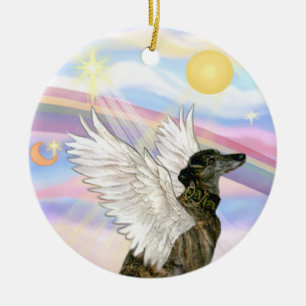 Wolken - Gescheckter Windhund Keramikornament