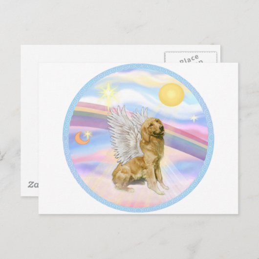 Wolken - Goldener Retriever (B1) Engel Postkarte (Vorne/Hinten)