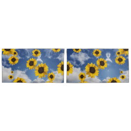 Wolken Himmel und Sonnenblumen Kissenbezug