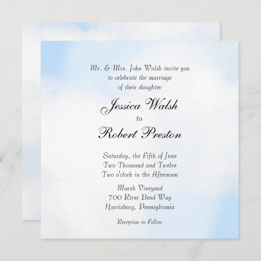 Wolken Hochzeitseinladungen Einladung (Vorne/Hinten)