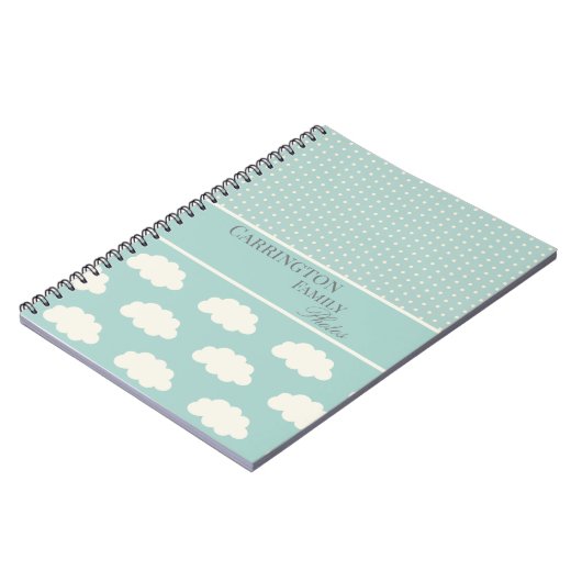 Wolken Ihr Name Polka Dots Green Notizblock (Linke Seite)