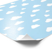 Wolken im weißen Cartoon auf blauem Hintergrund Fotodruck (Ecke)