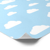 Wolken im weißen Cartoon auf blauem Hintergrund Poster (Ecke)