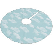 Wolken im Winter Blue Sky Polyester Weihnachtsbaumdecke (Schrägansicht)