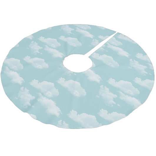 Wolken im Winter Blue Sky Polyester Weihnachtsbaumdecke (Schrägansicht)