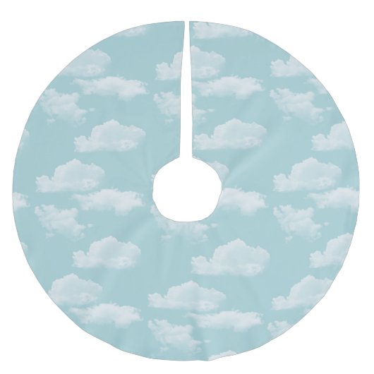 Wolken im Winter Blue Sky Polyester Weihnachtsbaumdecke (Vorderseite)