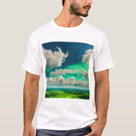 Wolken in Weiß mit phantastischer grüner Sicht T-Shirt