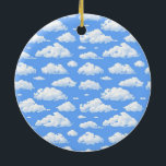 Wolken Keramik Ornament<br><div class="desc">Fluffy weiße Wolken am blauen Himmel</div>