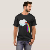 Wolken-kotzender Regenbogen-schwarzer T - Shirt (Vorne ganz)