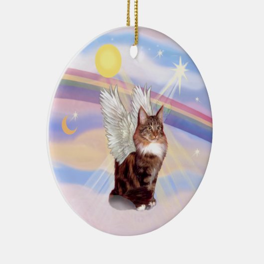 Wolken - Maine Coon Tabby Cat Angel Keramikornament (Rechts)