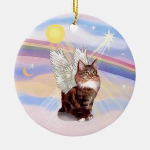 Wolken - Maine Coon Tabby Cat Angel Keramikornament