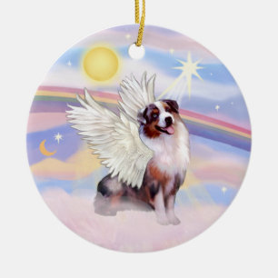 Wolken - Merle Australian Shepherd Engel (#1) Keramikornament