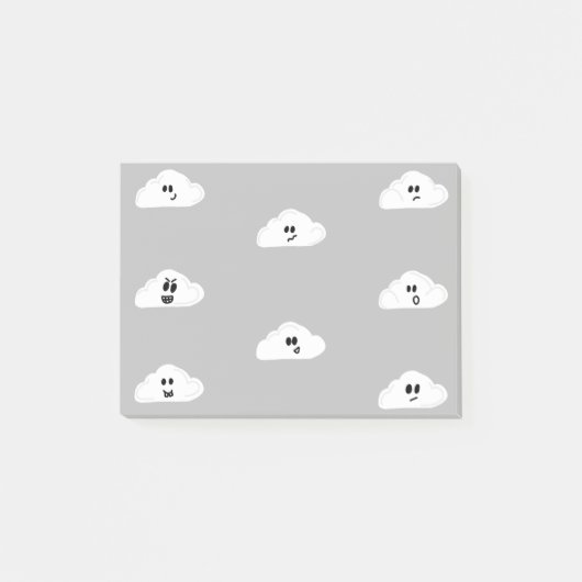 Wolken mit Gesichtsgrau (2) Post-it Klebezettel (Vorderseite)