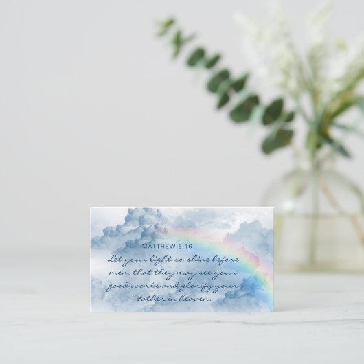 Wolken mit Rainbow Scripture Business Card Visitenkarte (Stehend Vorderseite)