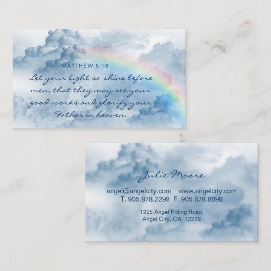 Wolken mit Rainbow Scripture Business Card Visitenkarte (Vorne/Hinten)