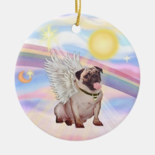 Wolken - Mops Angel (Braunen) Keramikornament