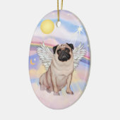 Wolken - Mops Angel (fawn) Keramik Ornament (Links)