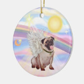 Wolken - Mops Angel (fawn) Keramikornament (Links)