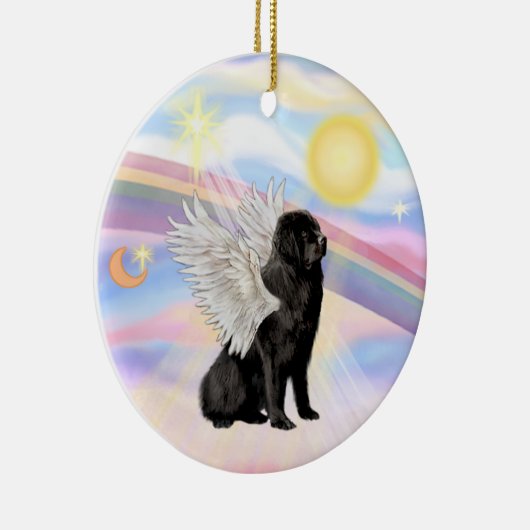 Wolken - Neufundland-Engel (schwarz) Keramikornament (Rechts)
