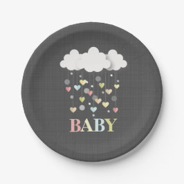 Wolken + neutrale Babydusche Pappteller