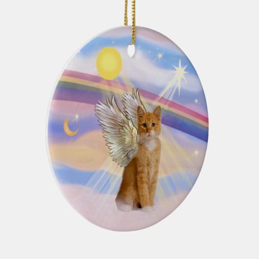 Wolken - Orange Tabby Tiger Cat Angel Keramik Ornament (Rechts)