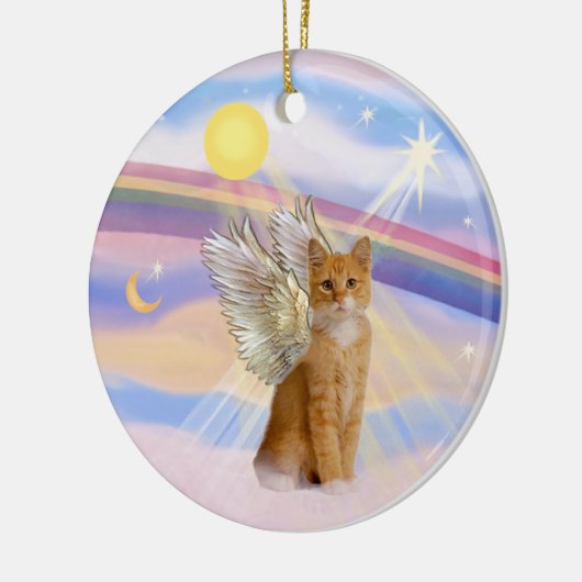 Wolken - Orange Tabby Tiger Cat Angel Keramik Ornament (Links)