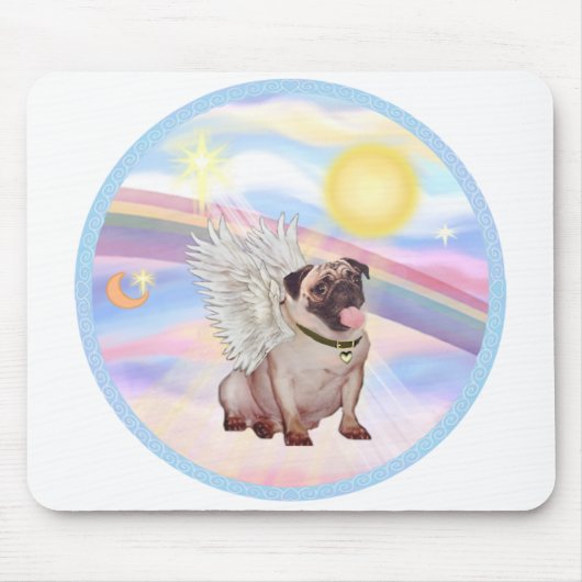 Wolken - Pug Engel (#2) Mousepad (Vorne)