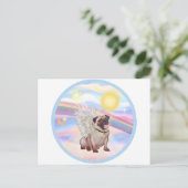 Wolken - Pug Engel (#2) Postkarte (Stehend Vorderseite)